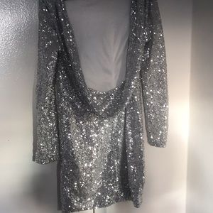 Silver sequin mini dress, S